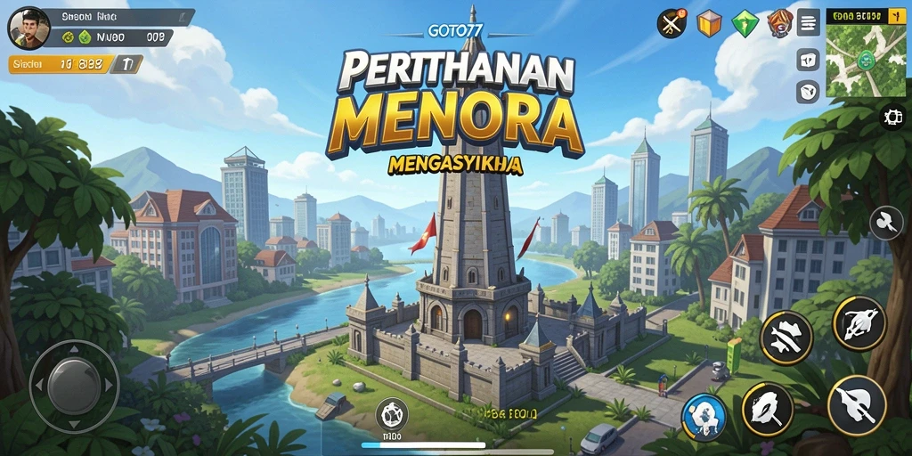 Gameplay menegangkan dalam GOTO77 Tower Defense dengan menara dan strategi.