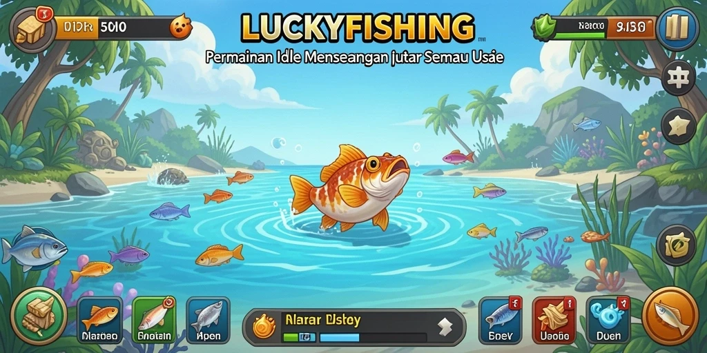 Tampilan gameplay LUCKYFISHING yang menakjubkan dan menarik.