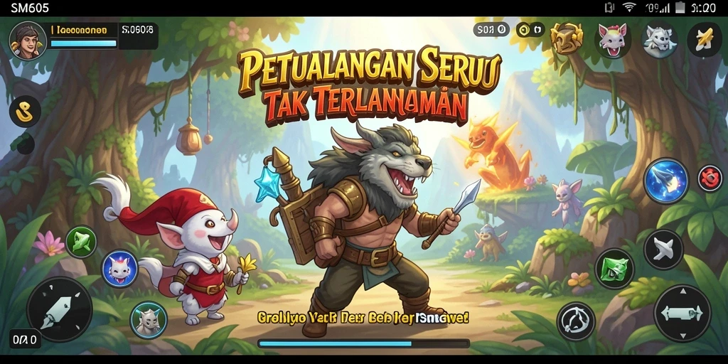 Tangkapan layar gameplay SM605 memperlihatkan aksi petualangan seru.